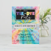 Tie Dye Party Hippie Rainbow Verjaardag uitnodigin Kaart (Staand voorkant)