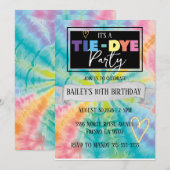 Tie Dye Party Hippie Rainbow Verjaardag uitnodigin Kaart (Voorkant / Achterkant)
