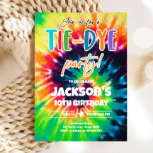 Tie Dye Party Hippy Bright Colors Boy Birthday