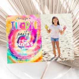 Tie Dye Party Hippy Bright Colors Girl Birthday Kaart