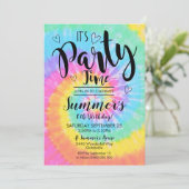 Tie Dye Party Invitation Het is tijd voor feestdag Kaart (Staand voorkant)
