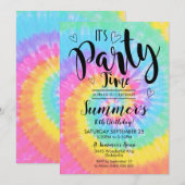 Tie Dye Party Invitation Het is tijd voor feestdag Kaart (Voorkant / Achterkant)