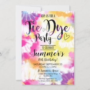 Tie Dye Party Invitation Hippy Tie Dye Kaart