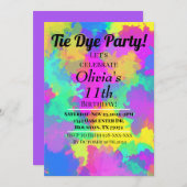 Tie Dye Party Invitation Hippy Tie Dye Kaart (Voorkant / Achterkant)
