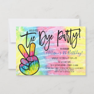 Tie Dye Party Invitation Kaart
