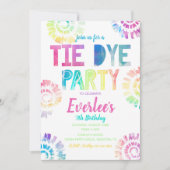 Tie Dye Party Invitation | Tie Dye Birthday Kaart (Voorkant)