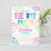 Tie Dye Party Invitation | Tie Dye Birthday Kaart (Staand voorkant)