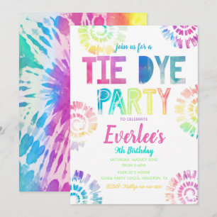 Tie Dye Party Invitation   Tie Dye Birthday Kaart
