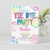 Tie Dye Party Invitation | Tie Dye Birthday Kaart (Staand voorkant)