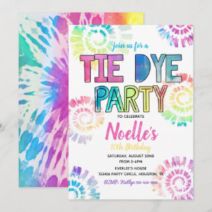 Tie Dye Party Invitation   Tie Dye Birthday Kaart