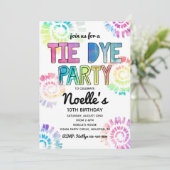 Tie Dye Party Invitation | Tie Dye Birthday Kaart (Staand voorkant)