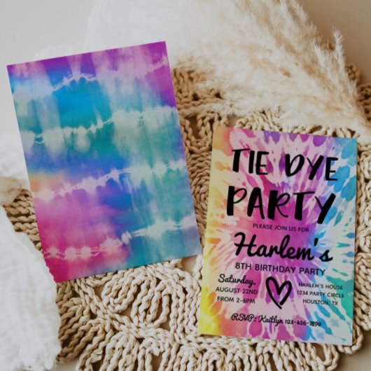 Tie Dye Party Invitation | Tie Dye Birthday Kaart