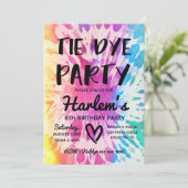 Tie Dye Party Invitation | Tie Dye Birthday Kaart (Staand voorkant)
