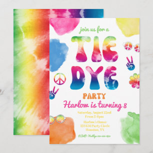 Tie Dye Party Invitation   Tie Dye Birthday Kaart