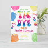 Tie Dye Party Invitation | Tie Dye Birthday Kaart (Staand voorkant)