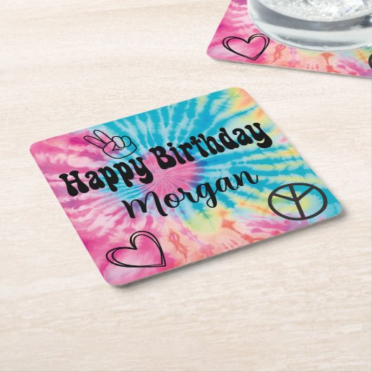 Tie Dye Party Kartonnen Onderzetters (Schuin)