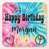 Tie Dye Party Kartonnen Onderzetters (Voorkant)