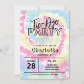 Tie Dye Party met Retro Pastel Kleuren Kaart (Voorkant)