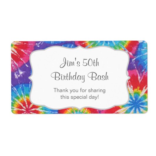 Tie Dye Party Water Bottle Favor - pas het aan! Etiket (Voorkant)