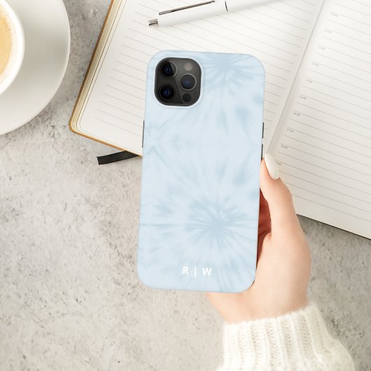 Tie Dye | Pastel Blue Modern Stylish Monogram Case-Mate iPhone Case