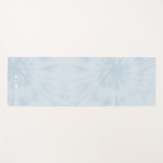Tie Dye | Pastel Blue Modern Stylish Monogram Yogamat (Voorkant (horizontaal))