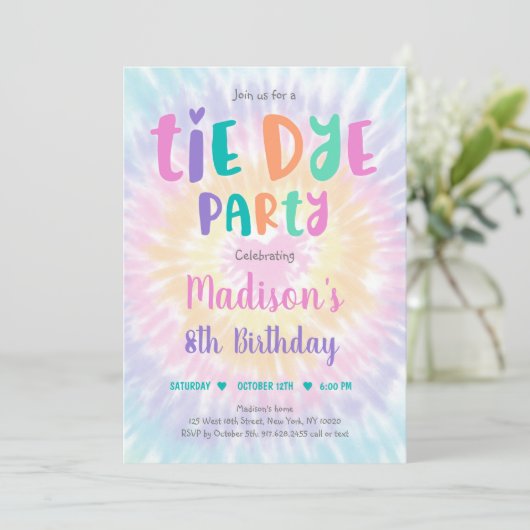 Tie Dye Pastel Boho Hippie Peace Love Birthday Kaart (Staand voorkant)