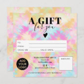 Tie dye pastel boho vierkant cadeaubon logo (Voorkant / Achterkant)