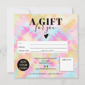Tie dye pastel boho vierkant cadeaubon logo (Voorkant)