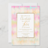 Tie dye pastel hippie chic gouden script bruiloft kaart (Voorkant)