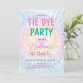 Tie Dye Pastel Hippie Peace Love Birthday Kaart (Staand voorkant)