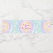 Tie Dye Pastel Hippie Peace Love Birthday Waterfles Etiket (Enkel label)