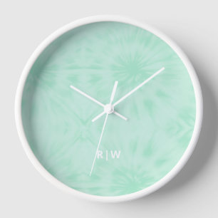 Tie Dye   Pastel Mint Green Monogram