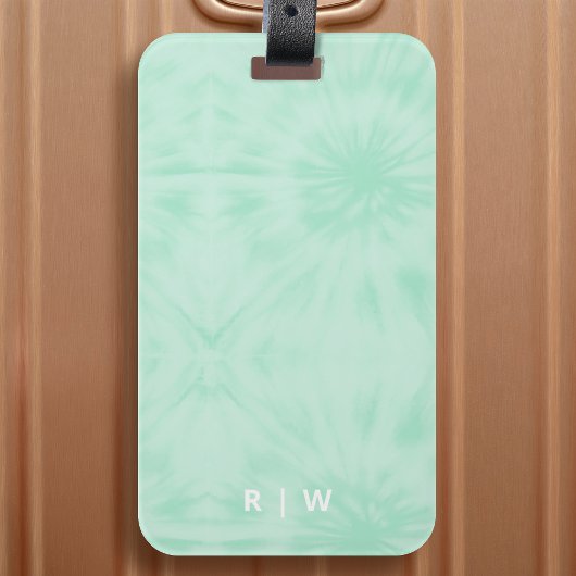 Tie Dye | Pastel Mint Green Monogram Bagagelabel