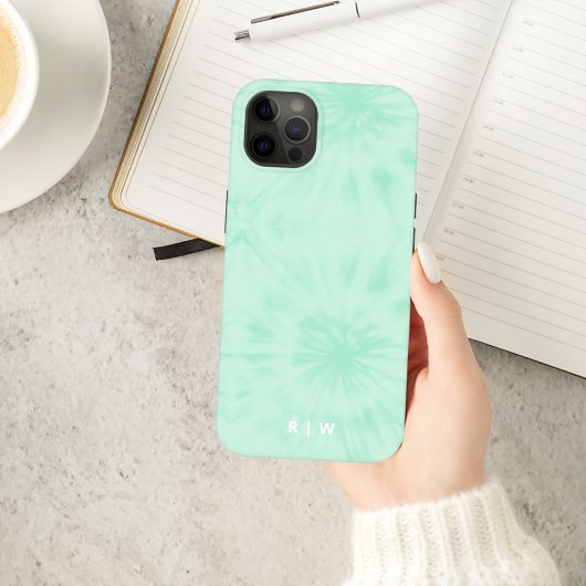 Tie Dye | Pastel Mint Green Monogram iPhone Case