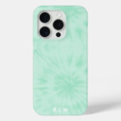 Tie Dye | Pastel Mint Green Monogram iPhone Case (Achterkant)