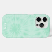 Tie Dye | Pastel Mint Green Monogram iPhone Case (Achterkant (horizontaal))