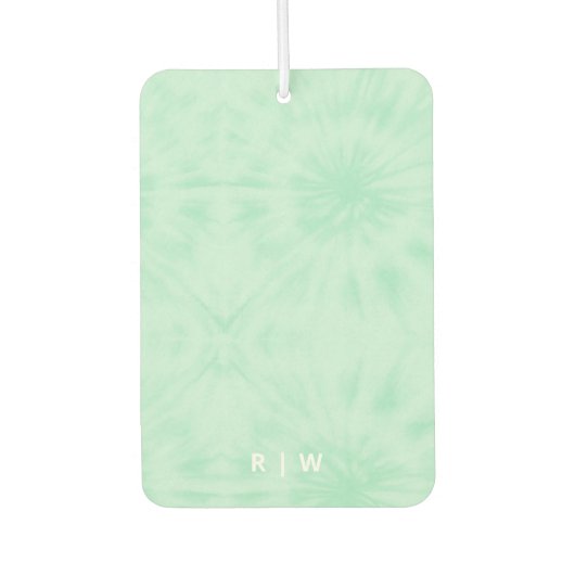 Tie Dye | Pastel Mint Green Monogram Luchtverfrisser (Voorkant)