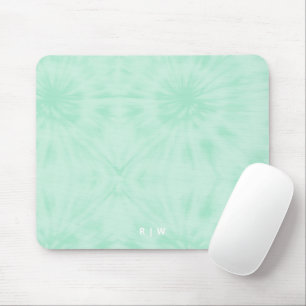 Tie Dye   Pastel Mint Green Monogram Muismat