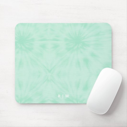 Tie Dye | Pastel Mint Green Monogram Muismat (Met muis)