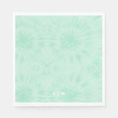 Tie Dye | Pastel Mint Green Monogram Servet (Voorkant)