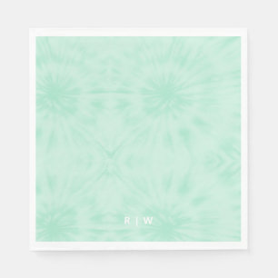 Tie Dye   Pastel Mint Green Monogram Servet