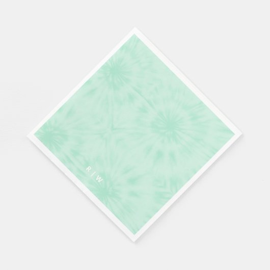 Tie Dye | Pastel Mint Green Monogram Servet (Hoek)