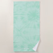 Tie Dye | Pastel Mint Green Monogram Strandlaken (Voorkant)