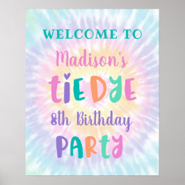 Tie Dye Pastel Rainbow Boho Birthday Welkom Poster