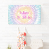 Tie Dye Pastel Rainbow Boho Hippie Birthday Spandoek (Insitu)
