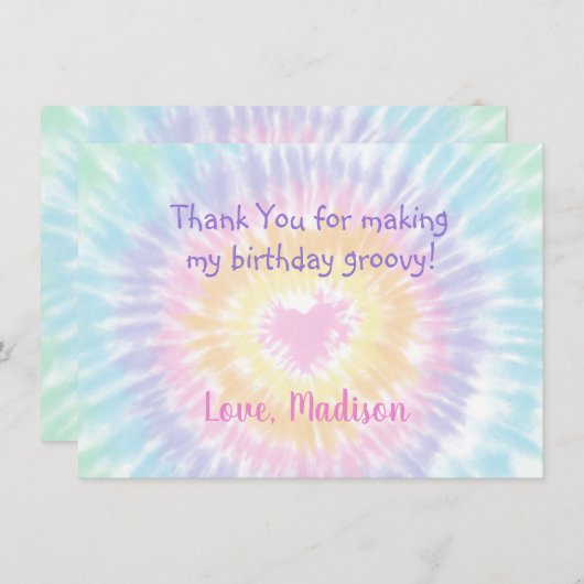 Tie Dye Pastel Rainbow Boho Hippie Dank je Bedankkaart (Voorkant / Achterkant)