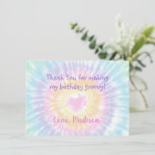 Tie Dye Pastel Rainbow Boho Hippie Dank je Bedankkaart (Staand voorkant)