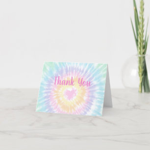 Tie Dye Pastel Rainbow Boho Hippie Dank je Bedankkaart