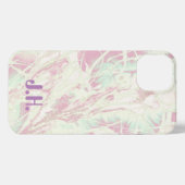 Tie Dye | Pastel roze munt groen monogram iPhone Hoesje (Achterkant horizontaal)