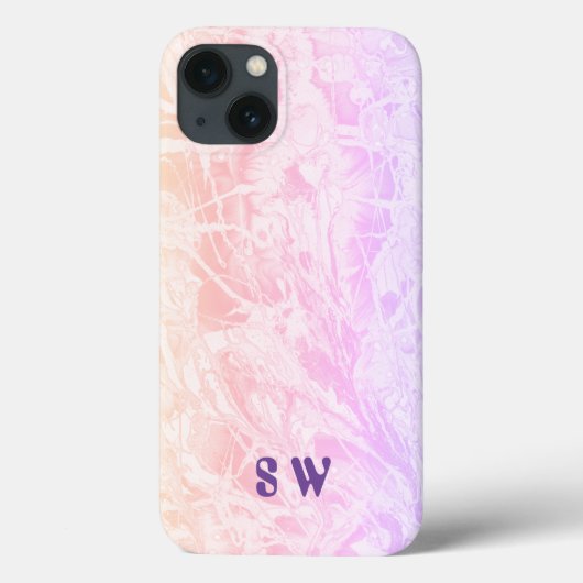 Tie Dye | Pastel roze Paarse monogram Case-Mate iPhone Case (Achterkant)